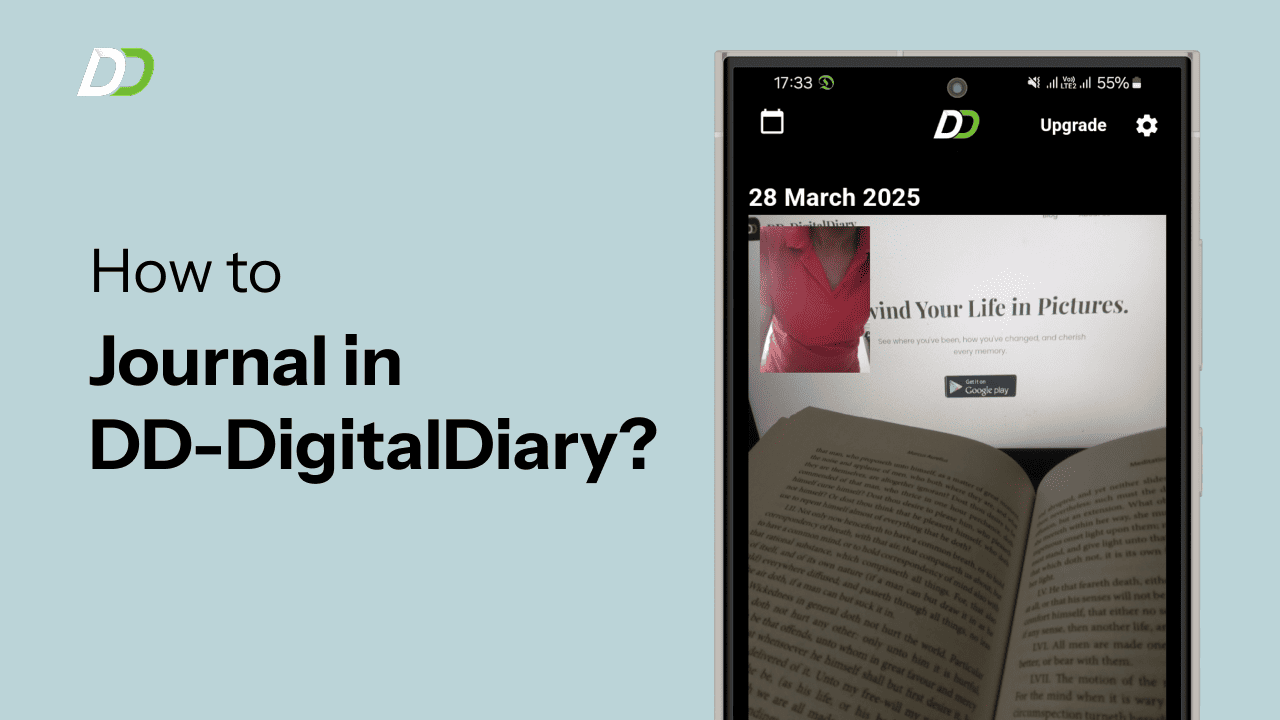 Screenshot showing how to use the DD-DigitalDiary app